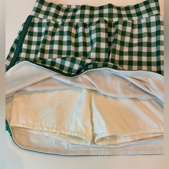 Green Gingham A-Line Tuckernuck Women’s Golf Pickleball Skirt skort - Picture 4 of 5
